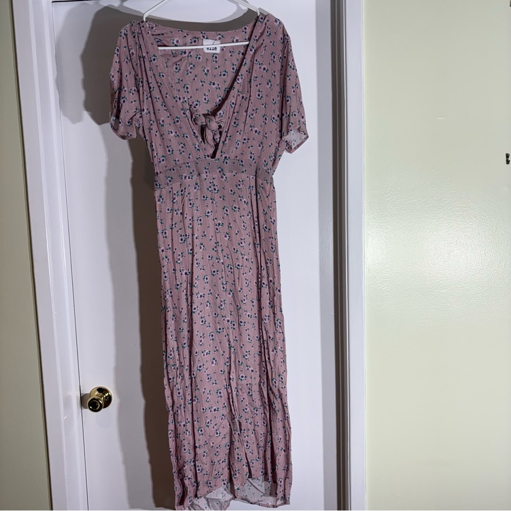 Elle Pink Floral Midi Dress